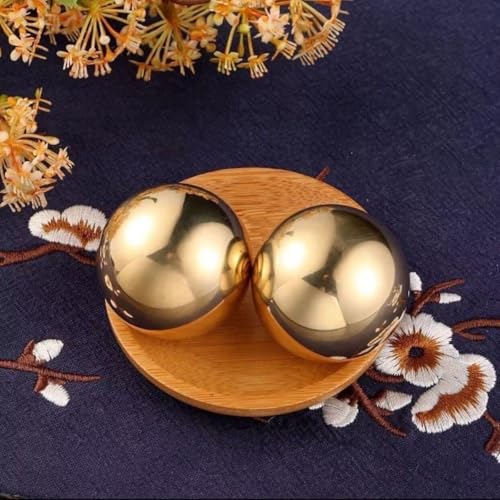 Copper Baoding Balls Set, 2 Inches Chinese Health Balls, Metal Stress Relief Hand Massage Balls No Chime for Hand Exercise, Hands Therapy - size: 2 inches