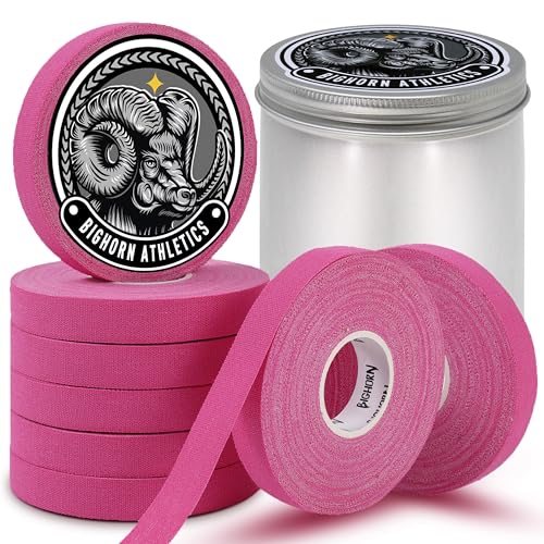 Bighorn Athletics Finger Tape with Tin Case | 8 Rolls for Superior Finger Support, Injury Protection, and Joint Stability | Ideal for Jiu-Jitsu, Climbers, & Athletic Trainers (0.5-Inch, Pink) - color: Pink, size: 0.5-Inch