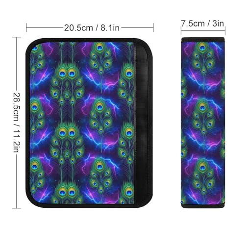2 Pack Peacock Galaxy Purple Blue Car Seat Straps Shoulder Pads Universal Soft and Comfortable Seat Belt Cushion for Adults and Children, Stroller Pushchair High Chair - color: Pattern 353