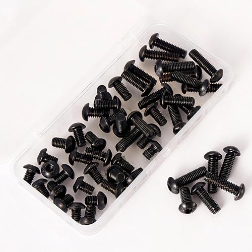 M6-1.0 Button Head Socket Cap Bolts Screws - 20/25/30/35/40mm Length Kit, 10.9 Grade Alloy Steel, Allen Drive, Black Oxide Finish, Full Thread,50-Piece Set - size: 12.9-Button-M6-20-40mm