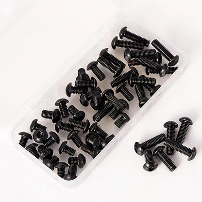 M6-1.0 Button Head Socket Cap Bolts Screws - 20/25/30/35/40mm Length Kit, 10.9 Grade Alloy Steel, Allen Drive, Black Oxide Finish, Full Thread,50-Piece Set - size: 12.9-Button-M6-20-40mm