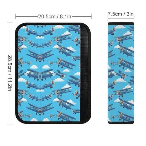 2 Piece Universal Fit Seat Belt Cover for Adult Use, Most Cars, Airplane Pilot Plane Aircraft Sky Blue Seat Belt Covers Cushion, Shock Absorption - color: Pattern 321