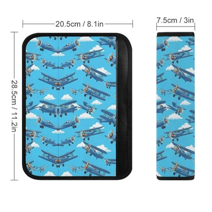 2 Piece Universal Fit Seat Belt Cover for Adult Use, Most Cars, Airplane Pilot Plane Aircraft Sky Blue Seat Belt Covers Cushion, Shock Absorption - color: Pattern 321
