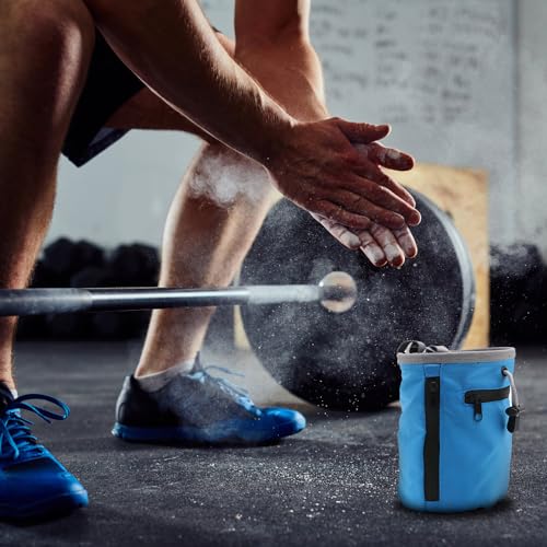 Chalk Bag for Rock Climbing, Bouldering Chalk Bag with 2 Zippered Pockets Rock Climbing Gear Equipment for Rock Climbing Gym Weightlifting