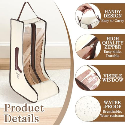 2 Set Boot Storage Bag, Portable Boots Protector Bag Dust Proof Travel Shoe Bags with Handle Boots Organizer for Packing Travel and Daily Use(Tall) - size: Tall