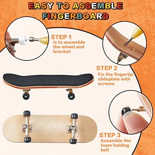 Jexine 6 Sets DIY Fingerboard Kit Fingerboard Accessories Mini Finger Skateboard Parts Include 12 Brackets 54 Screws 30 Nuts 6 Screwdriver 24 Board Wheels Tool for 96mm(Black, White) - color: Black, White