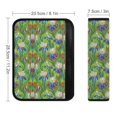 Breathable Car Seat Belt Pad for Girls and Boys, Stroller Pushchair High Chair, 2PCS Irises Flowers Painting Shoulder Harness Cover Easy Install (No Tool) - color: Pattern 530