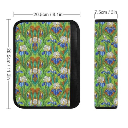 Breathable Car Seat Belt Pad for Girls and Boys, Stroller Pushchair High Chair, 2PCS Irises Flowers Painting Shoulder Harness Cover Easy Install (No Tool) - color: Pattern 530