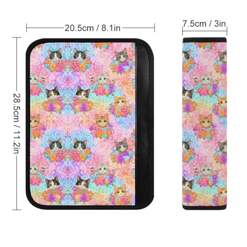2 Pack Cat Lovers Kitten Cats Car Seat Belt Pad Soft Padded Harness Pads Strap for Child, Car Seats Pushchair Strollers High Chair Pushchair, Anti-Slip Pad - color: Pattern 3