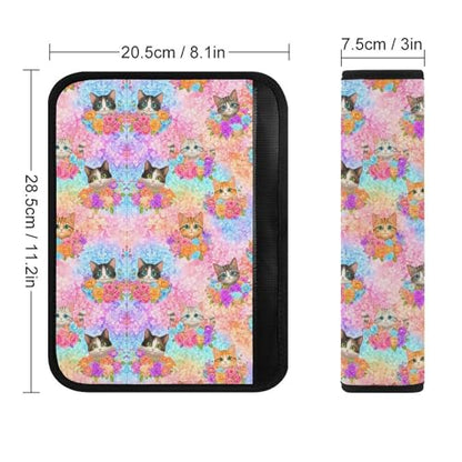 2 Pack Cat Lovers Kitten Cats Car Seat Belt Pad Soft Padded Harness Pads Strap for Child, Car Seats Pushchair Strollers High Chair Pushchair, Anti-Slip Pad - color: Pattern 3