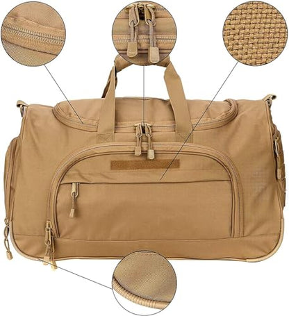 HYKING Gym Bag for Women & Men Tactical Duffle Military Weekender Work Out Lightweight Waterproof Sports Tote Shoe Pocket Tan - color: Tan