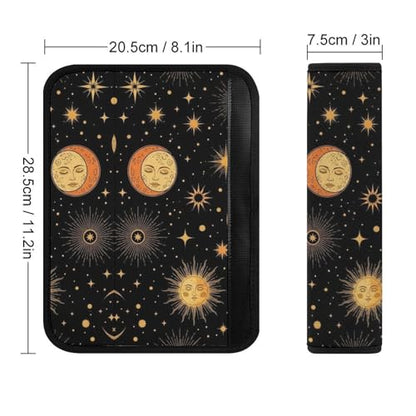 2 Piece Universal Soft and Comfortable Seat Belt Shoulder Pad for Kids, Most Cars, Celestial Sun Moon Stars Mystical Seat Belt Covers Cushion, Neck and Shoulder Support - color: Pattern 1203