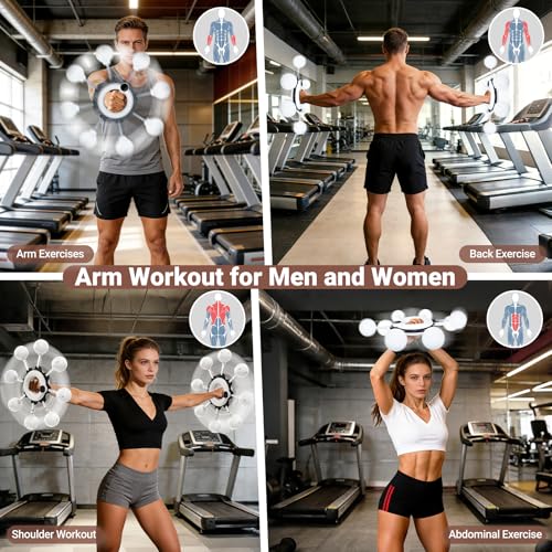 Arm Workout Equipment, 360° Shoulder Reliever Ball Swing, Upper Body Workout Equipment Rotating Ropeless Battle Rope Arm Trainer for Forearm, Chest, Shoulder & Wrist Strength for Men & Women - White - style: White