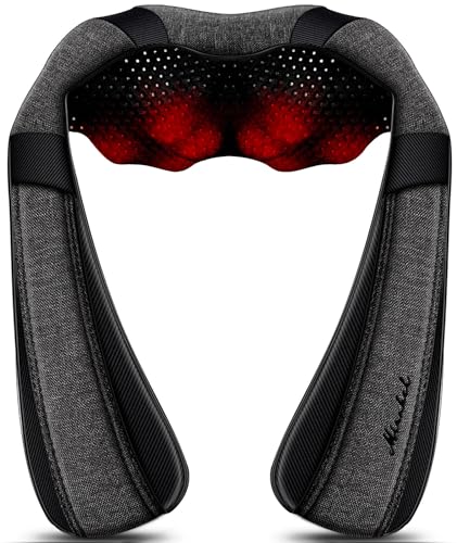 Shiatsu Neck Back and Shoulder Massager with Heat for Pain Relief Deep Tissue, Christmas Women Men Gifts for Mom Dad, Wife Husband, Him Her, Fathers Day, Mothers Day, Birthdays Gift (NOT Cordless) - color: Gray Yellow