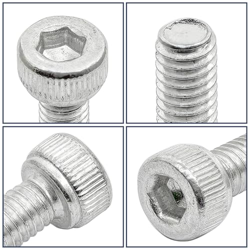 M4 x 10mm Hex Socket Head Cap Screws Bolts,6063 Aluminum Alloy Socket Head Cap Bolt Fasteners,Silver(20Pcs) - size: M4 x 10mm