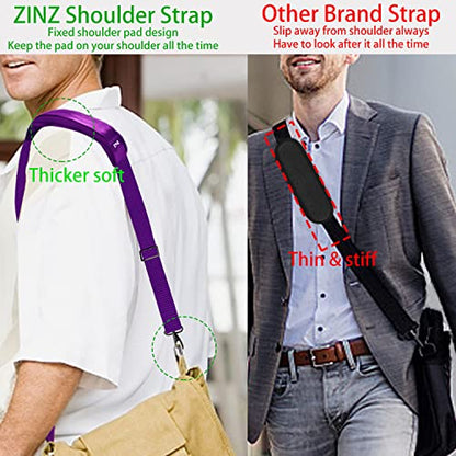 ZINZ Shoulder Strap 58" Ultra-Thick Fixed Padded and Adjustable Buckles Crossbody Strap for Briefcase Laptop Bag Luggage - color: Purple