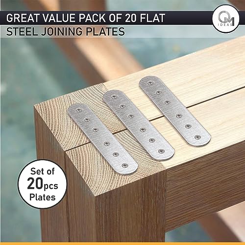 20 Pack Straight Flat Metal Connector Plates (3.94" x 0.63") Galvanized Steel Repair & Joining Brackets for Shelves, Furniture, Wood Fixing & DIY Projects - size: 3.94" x 0.63" (100 x 16mm)