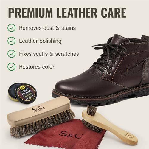 Stone and Clark Original Shoe Polish & Care Kit - Leather Shoe Shine Kit for Men & Women - style: Dark Brown