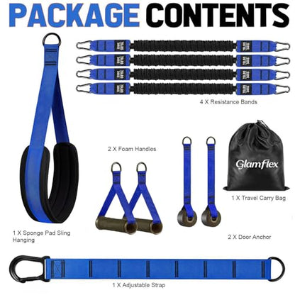 Adjustable Heavy Duty Pull Up Assistance Bands with Fabric Feet and Knee Rest - Pull Up Resistance Bands for Men, Women, and Seniors - Perfect for Dip and Resistance Strength Training Glamflex - color: Blue