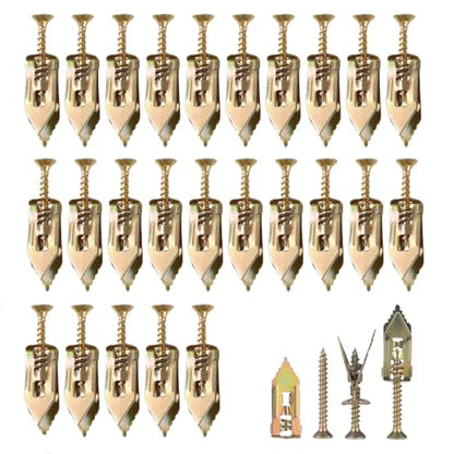 Self Drilling Drywall Anchors with Screws Kit, Premium Zinc Plated Steel Hollow Wall Anchors and Screws for Fixing TV, Cabinet, Curtains, 0.47"x1.18" Anchor & 0.31"x1.37" Screws (50pcs)