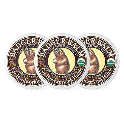 Badger - Hardworking Hands Healing Balm, Aloe Vera & Wintergreen, Working Hand Balm, for Dry Hands, Hand Moisturizer, Certified Organic, 2 oz (3 Pack) - size: 2 Ounce (Pack of 3)