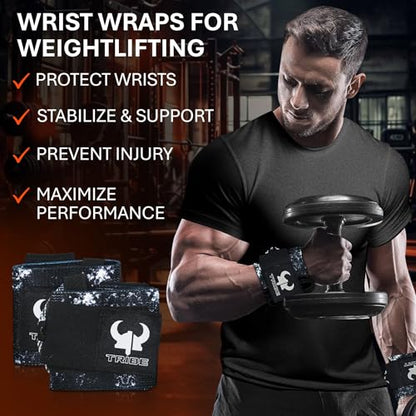 2-in-1 Heavy Duty Lifting Straps and Wrist Wraps, 18 Inch Non-Slip Grip
