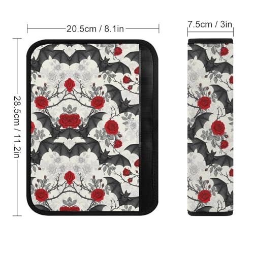2 Piece Gothic Floral Roses Bat Car Seat Straps Shoulder Pads Universal Fit Automotive Seat Belt Protector for Kids, Car Seats Pushchair Strollers High Chair Pushchair - color: Pattern 1155