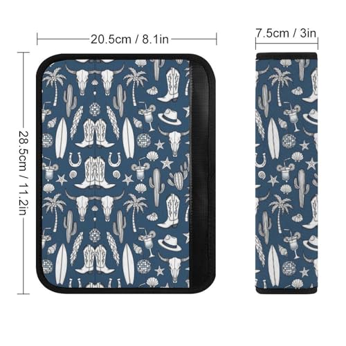 Universal Soft and Comfortable Cowboy Hat Boots Horseshoe Seashell Coastal Cowgirl Seat Belt Shoulder Pad for Kids, Most Cars, 1 Pair Seat Belt Covers Cushion Anti-Slip Pad - color: Pattern 1027