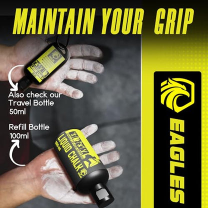 EAGLES Pro Grade Gym Liquid Chalk 60, 120 or 280ml Mess-Free Chalk for Weightlifting, Gymnastics Rock Climbing, Pole Grip, Sports Dries in Seconds - Sweat-Resistant and Long Lasting - style: 120ml
