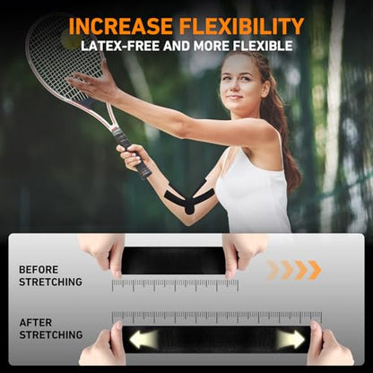 KTQUICK Precut Kinesiology Tape for Elbow Valgus –12PCS Pain Relief Athletic Tape, Waterproof & Hypoallergenic Latex-Free, Elastic Breathable Long-Lasting Elbow Support Tape for All(Black)