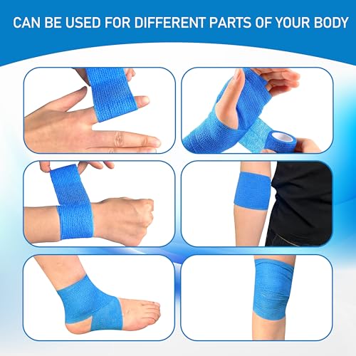 15 Pack Self Adhesive Bandage Wrap 2 Inch x 5 Yards (Mix) | Self-Adherent Elastic Cohesive Wrap Non-Woven Breathable Bandage,Vet Wrap for Stretch Athletic, Sports, Wrist, Ankle - color: Mix-15