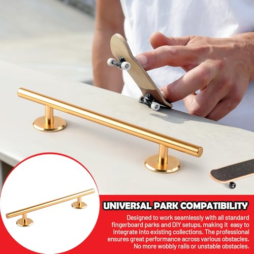 Colaxi Fingerboard Round Rail, 20cm Aluminum Alloy Skatepark Obstacle with Stable Base for Fingerboard Training and Tricks - color: Round Gold, size: 20cm