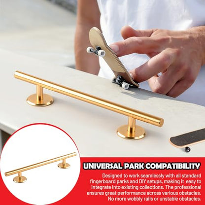 Colaxi Fingerboard Round Rail, 20cm Aluminum Alloy Skatepark Obstacle with Stable Base for Fingerboard Training and Tricks - color: Round Gold, size: 20cm
