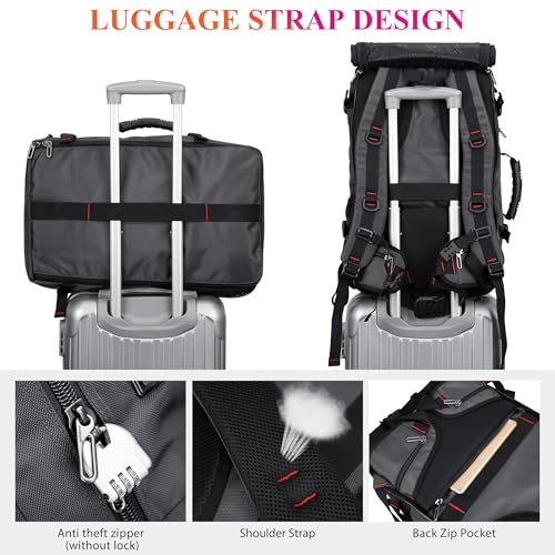 WITZMAN Carry on Travel Backpack for Men Duffle Bag Fits 16" Laptop | Nylon 3 in 1 Luggage Duffle Bag with USB Charging Port, Shoe Compartment, For Weekend Getaway, Overnight Trip, B682 Grey - color: 03.silvery Grey
