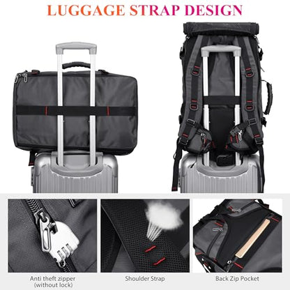 WITZMAN Carry on Travel Backpack for Men Duffle Bag Fits 16" Laptop | Nylon 3 in 1 Luggage Duffle Bag with USB Charging Port, Shoe Compartment, For Weekend Getaway, Overnight Trip, B682 Grey - color: 03.silvery Grey