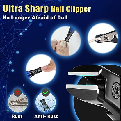 Professional Ultra Sharp Nail Clippers for Thick Finger & Toenails - Long Handle, Suitable for Men, Women & Seniors - size: blue