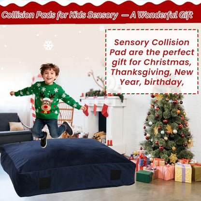 WOUDY Crash Mats for Kids Sensory, Sensory Pads for Autistic Children,Soft Foam Landing Zone, Soft, High-Density Foam Landing Zone Provides Safe Sensory, with Washable Cover - size: 4FT blue