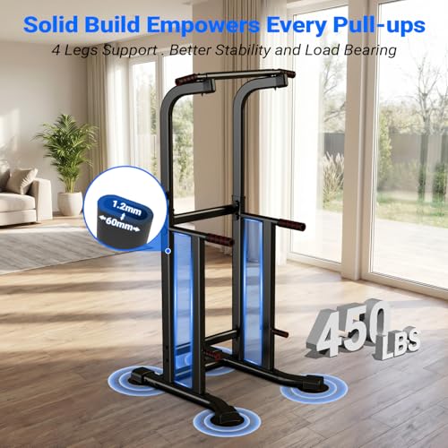 YYJO Foldable Pull Up Bar Free Standing Multi-function Power Tower Dip Bar with Assistance Bands Home Gym Strength Training Equipment - color: Black&Red 011