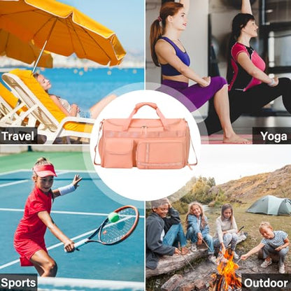 MAXTOP Gym Bag for Women Men Travel Duffle Bag Large Capacity Carry On Weekender Overnight Bag With Shoe Compartment Gym Tote Dry Wet Separation Duffel Bag for Travel - color: Orange, style: Gym Bag