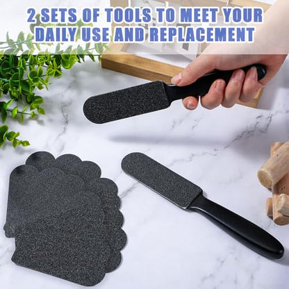 Mudder 2 Pack Stainless Steel Foot File with 20 Replaceable Double Sided Coarse & Fine Pads, Callus Remover for Dry Rough Skin and Cracked Heels, Reusable Pedicure Rasp(Black) - color: Black
