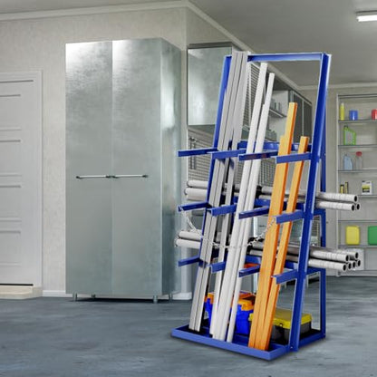 Vertical Bar Rack, 3000 LB Capacity, Steel Bays Long Parts Storage Rack, Lumber and Metal Garage Organizer, Heavy Duty Pipe Organizer Shelf With Chain for Garage Basement Pantry