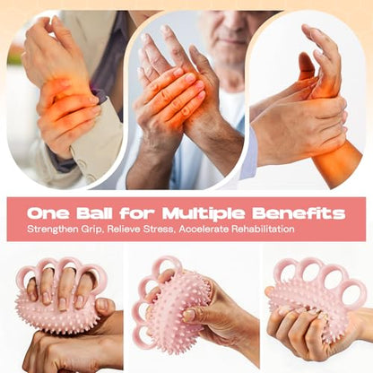 Hand Exercise Ball, Finger Therapy Ball, Grip Strengthener for Adults - Stress Relief, Massage Ball, Resistance Training for Wrist Flexibility, Hand Strengthening, Anxiety Relief - color: Pink