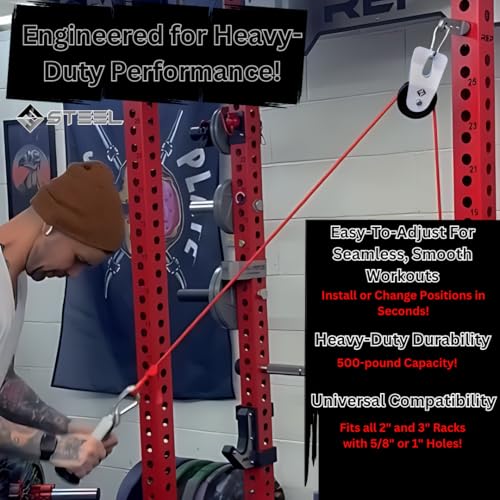 F&F STEEL Adjustable Fitness Rack Pulley Pin - Fits 2" & 3" Racks with 5/8" or 1" Hole Size - Heavy-Duty, Gym Equipment for Home Workouts, Strength Training, and Muscle Building - Compact Design