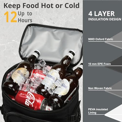 25L Insulated Cooler Backpack Water-Resistant Molle Cooler Bag for Camping | 25L Large Capacity Tactical Cooler Backpack Bag with Compartment Insulation Water-Resistant & Leakproof Durable & Comfortable - color: Black