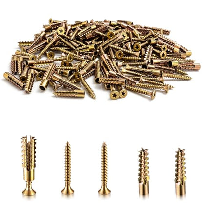 Moxweyeni 50 Pack 6 x 32 mm Heavy Duty Hollow Wall Anchors with Screws Loose Hinge Hole Repair Kits for Hinge Hole Repair and Concrete, Hollow, and Wood Walls