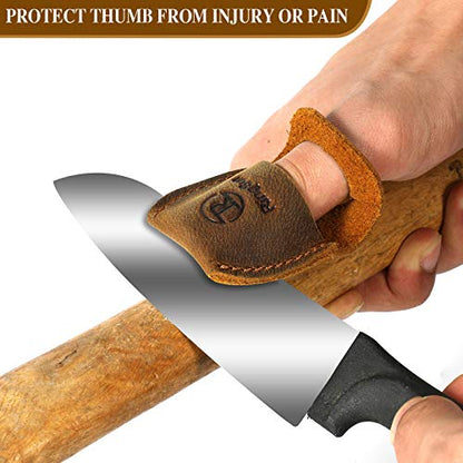 RingSun Thumb Guard Wood Carving Tools, Leather Finger Protector, Handmade Carpenter Working Carving Kit Accessories - color: Red