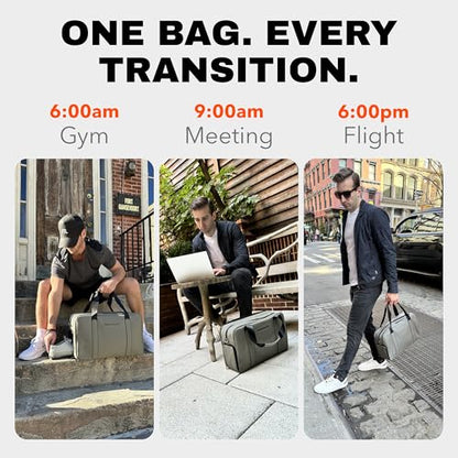 The FTL Pro Mens Travel Bag - 30L Premium Work to Gym Weekender Duffel with Garment Bag, Shoe Space & 18" Laptop Sleeve - Organized Athletic Business Carry On Hybrid, Fits Under Airplane Seat - Grey - color: Stone Grey, style: Pro