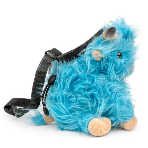 Highland Cow Plush Rock Climbing Chalk Bag, Cute Plush Animal，Drawstring Closure & Adjustable Belt，Bouldering & Gymnastics, Soft Fluffy Cow Chalk Pouch, Unique Climbing Gear Gift for Climbers - color: blue