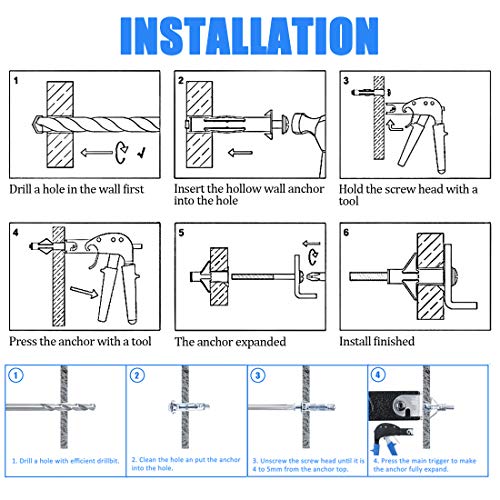 ISPINNER Heavy Duty Wall Anchor Gun Metal Setting Tool for Hollow Wall Anchor Plasterboard Fixing
