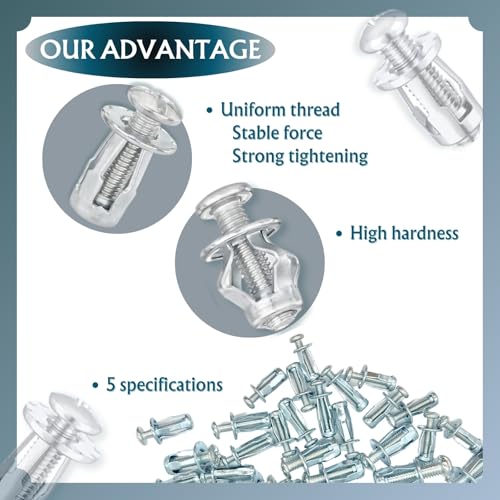 50 Set Jack Nut Kit with Heavy-Duty Rivet Gun | Creates Permanent Threaded Anchors for Hollow Doors, Metal Sheets & Panels | M4 M5 M6 M8 Flange Nuts